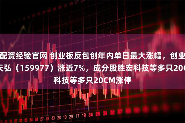 配资经验官网 创业板反包创年内单日最大涨幅，创业板ETF天弘（159977）涨近7%，成分股胜宏科技等多只20CM涨停